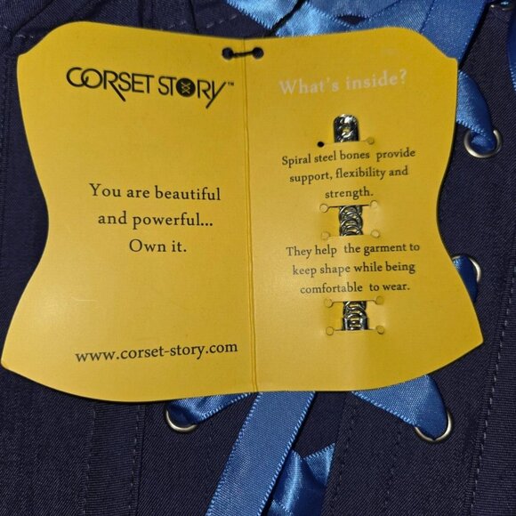 REAL Corset UK22 US18. Blue & White Over bust Steel Boned. High Quality NWT - Picture 9 of 14